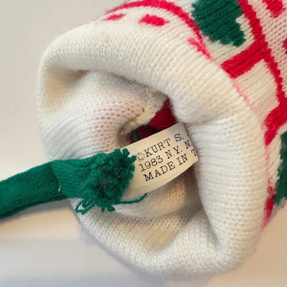 Vintage 1983 Kurt S Adler Grandma Hi-Granny Knit Christmas Stocking‎ Red Green